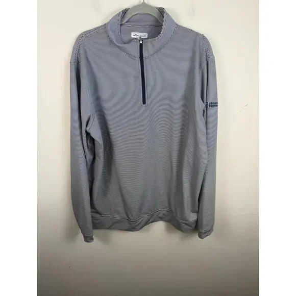 Peter Millar Perth Sugar Stripe Performance Golf 1/4 Zip XL Cottage Blue White - Picture 1 of 7